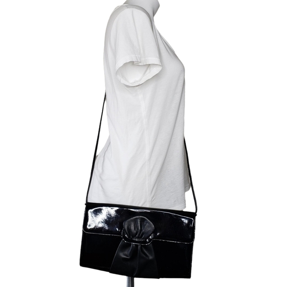 Ande | Vintage Black Patent Leather Glam Chic Evening Crossbody Bag Women's - Picture 1 of 16